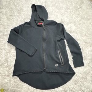 Nike Tech Fleece Hoodie Jacket Asymmetrical Zipper Womens Sz Large L Faded Black